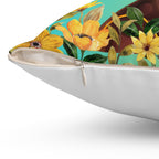 Yellow Flower-Spun Polyester Square Pillow