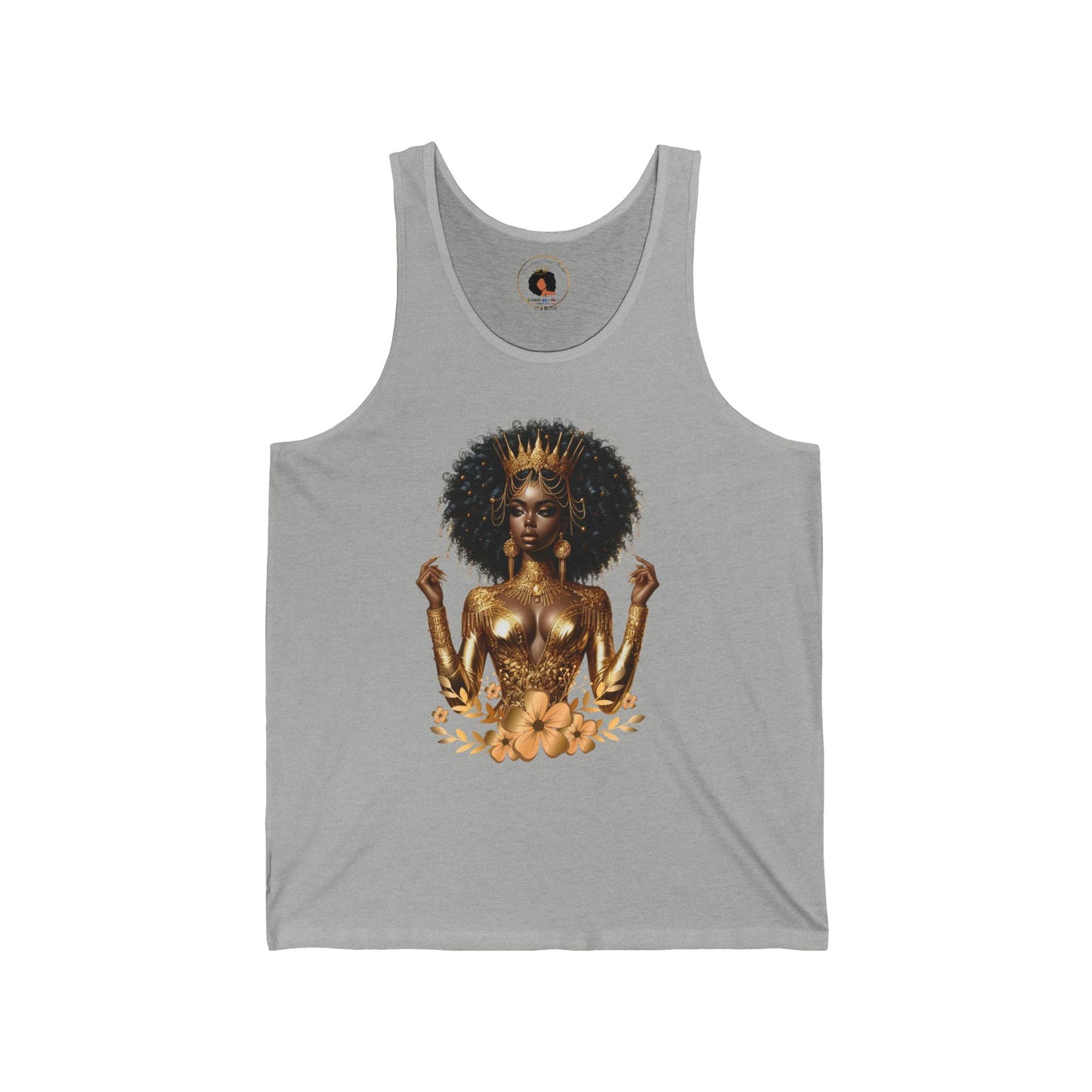 Golden Goddess Unisex Jersey Tank - Afrocentric Graphic Tank Top