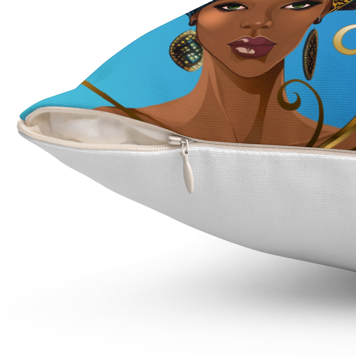 Peacock-Spun Polyester Square Pillow