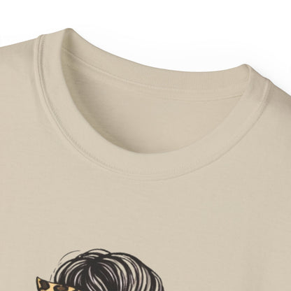 Mom Life Tee — Leopard Bandana Messy Bun Graphic Shirt for Moms
