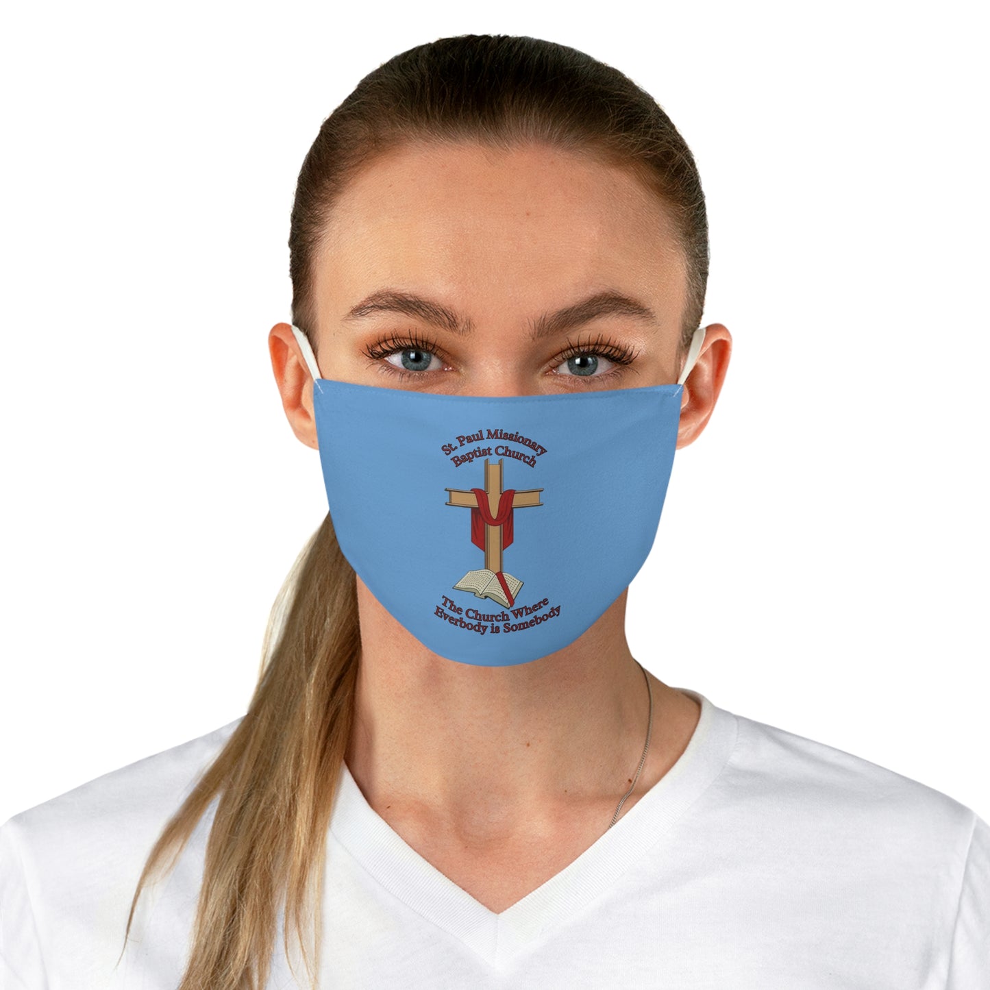 St Paul Missionary Baptist Church Face Mask — Light Blue
