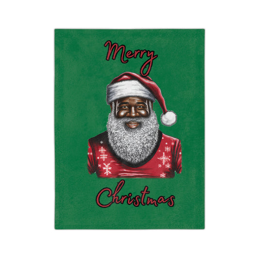 Black Santa-Velveteen Microfiber Blanket (Green)