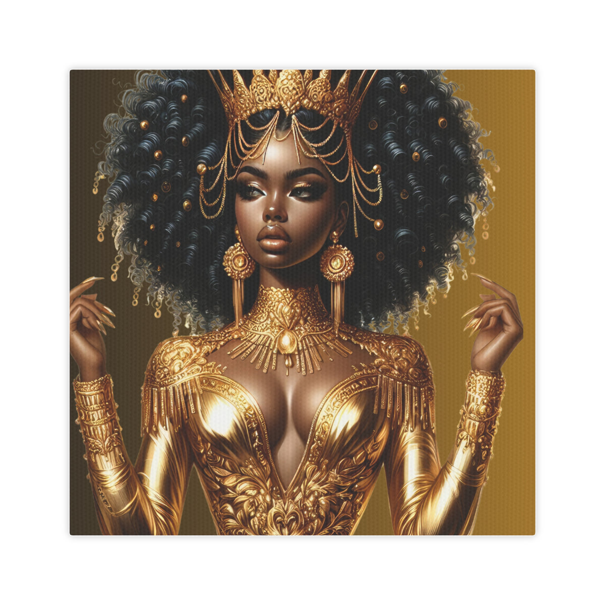 Golden Goddess- Canvas Photo Tile - Afrocentric Wall Art for Home Decor