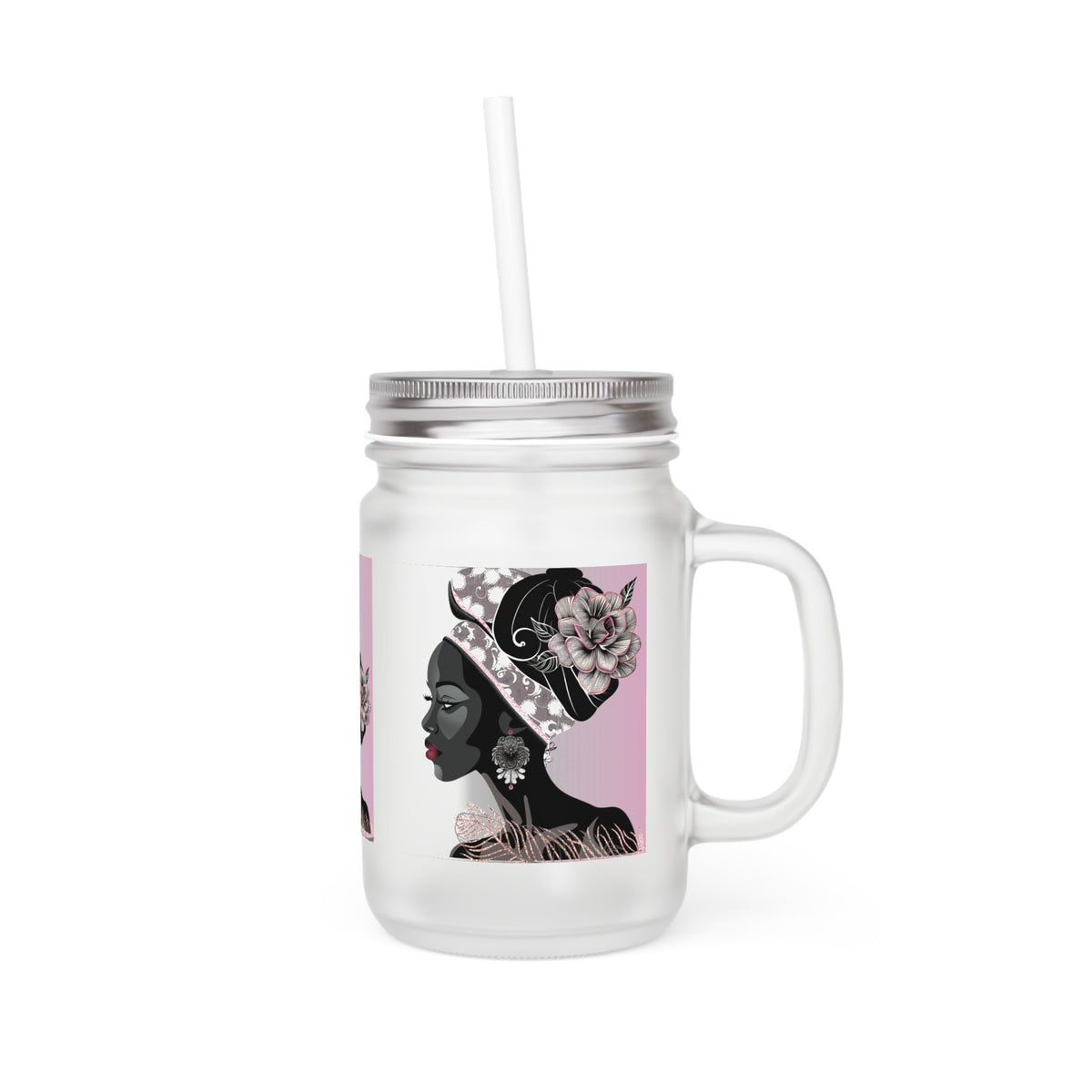 Feather Queen Portrait Mason Jar