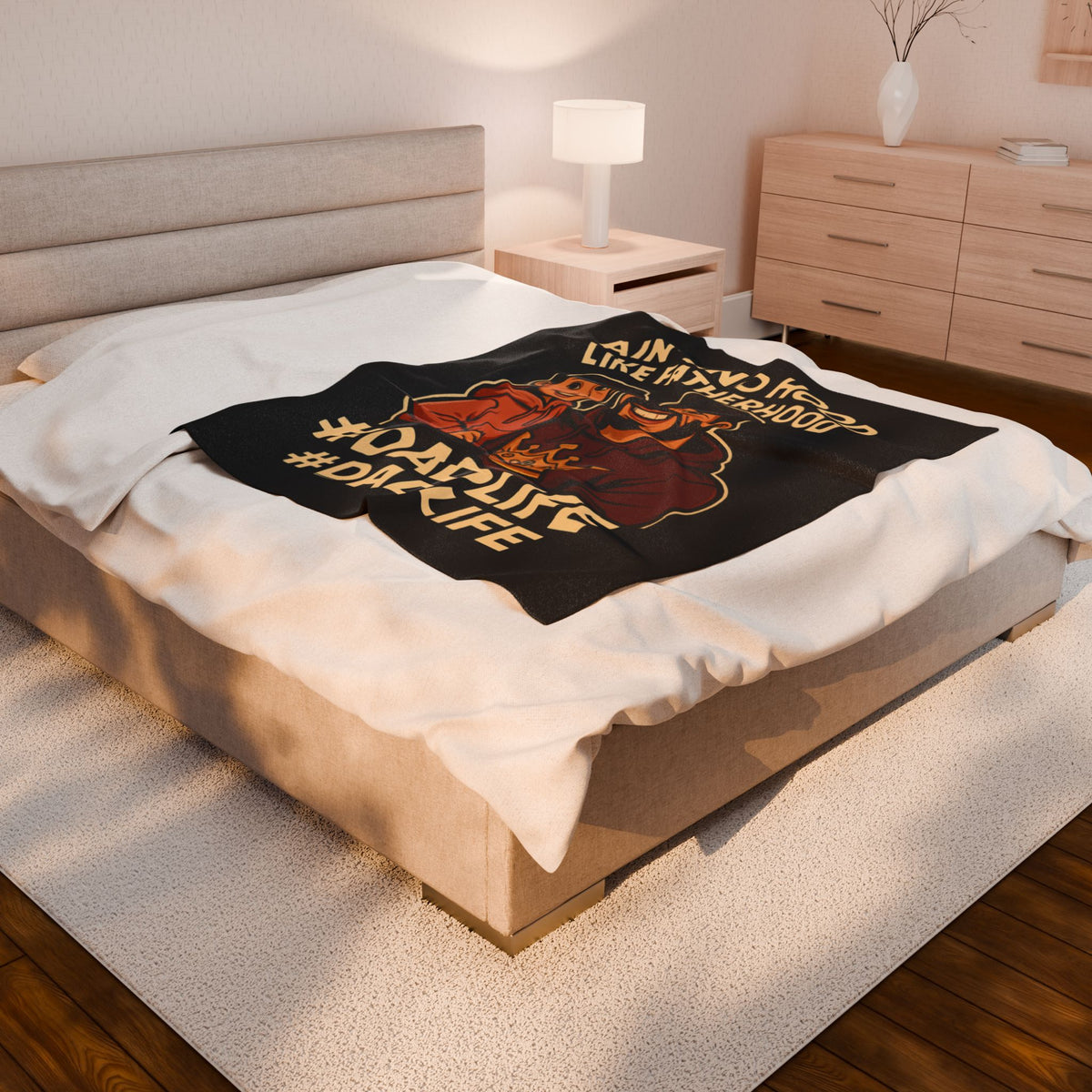 HSP-Blk Ain't No Hood Like Fatherhood Velveteen Plush Blanket