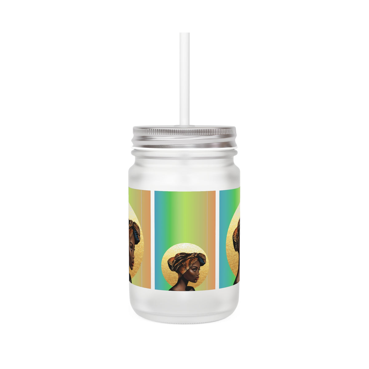 Queen Moon Mason Jar with Straw