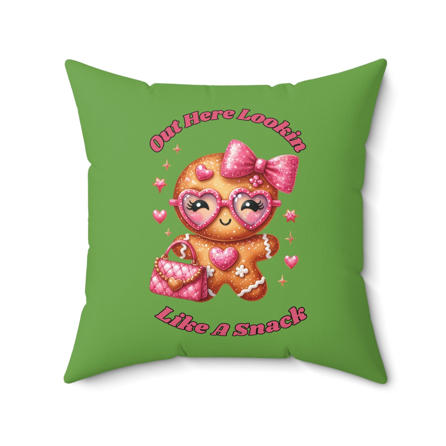 Out Here Lookin Like A Snack-Spun Polyester Square Pillow (Lt Green)