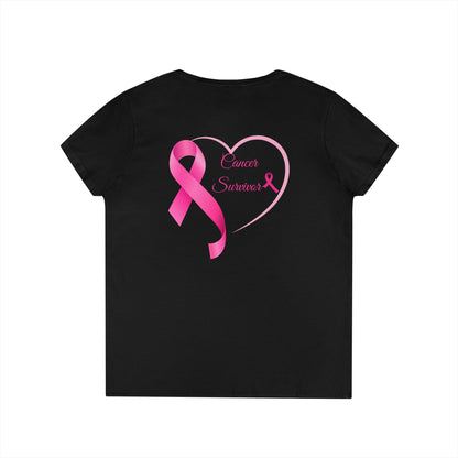 Breast Cancer Awareness V-Neck T-Shirt, Survivor Gift, Supportive Tee, Gift for Her, Awareness Month Apparel