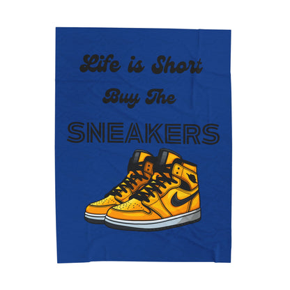 Life is Short Buy The Sneakers Velveteen Blanket