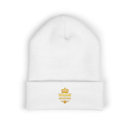 Gold Crown Embroidered Cuffed Beanie – Classic Knit Winter Hat