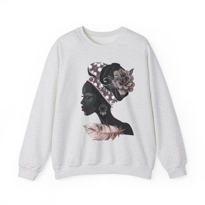Queen Feather Graphic Crewneck Sweatshirt - Floral Design
