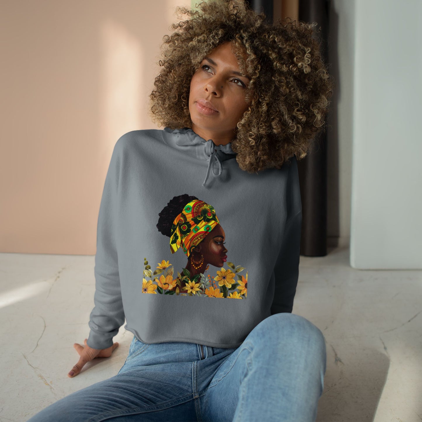 Queen Sunflower Crop Hoodie