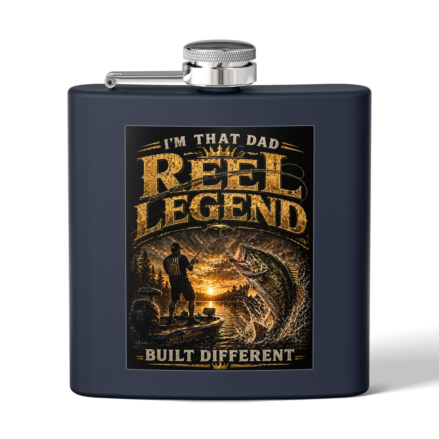 "Reel Legend” 6oz Stainless Steel Hip Flask