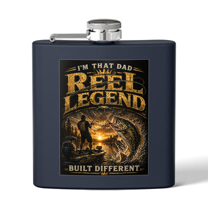 "Reel Legend” 6oz Stainless Steel Hip Flask