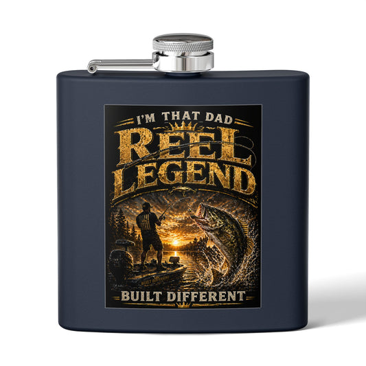 "Reel Legend” 6oz Stainless Steel Hip Flask