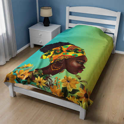 Yellow Flower-Velveteen Plush Blanket
