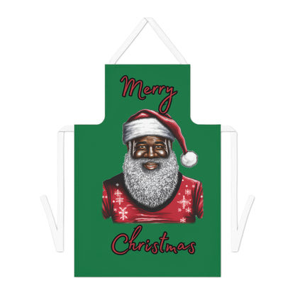 Black Santa-Adult Apron (AOP) (Dk Green)