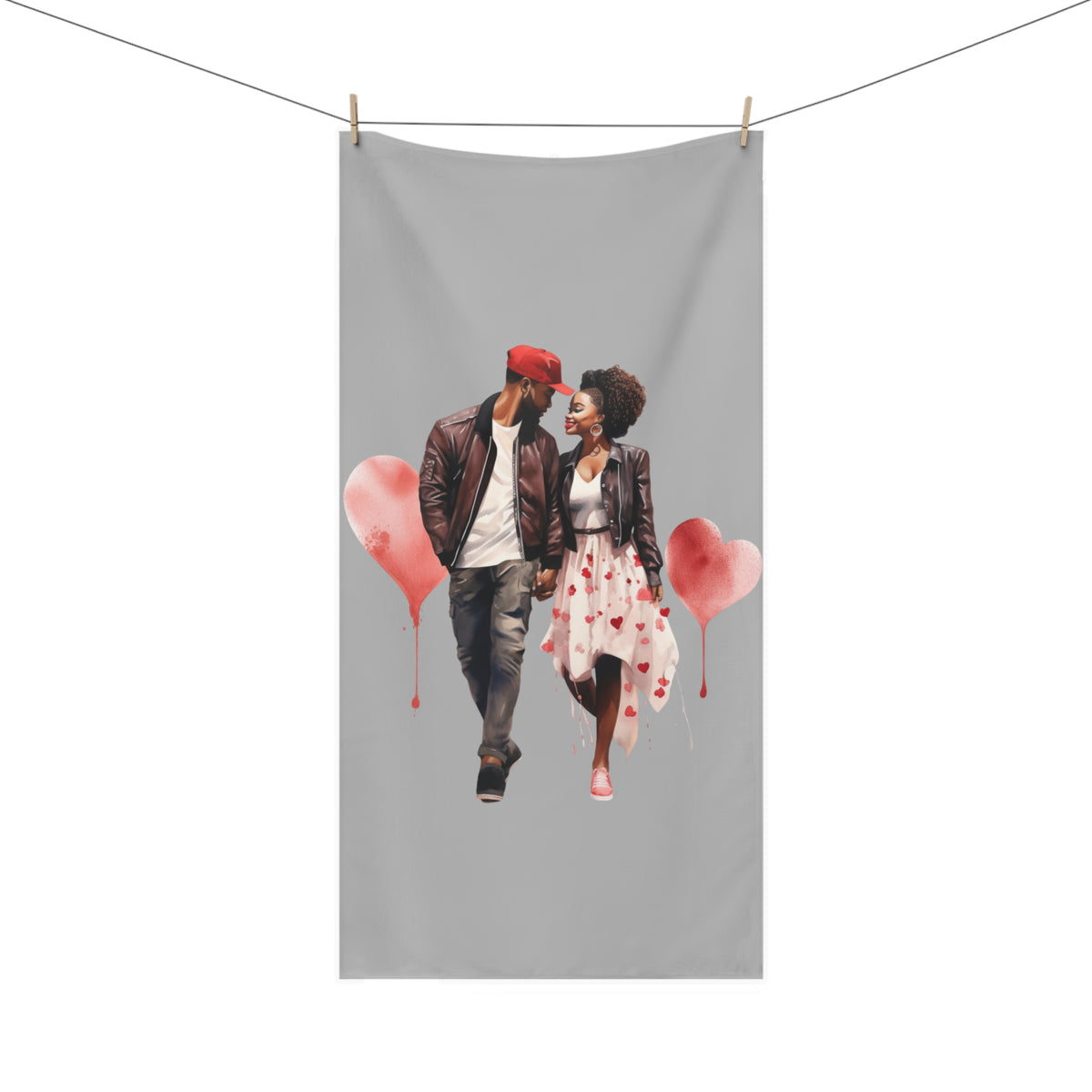 Two Hearts-Mink-Cotton Towel