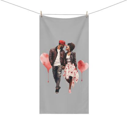 Two Hearts-Mink-Cotton Towel