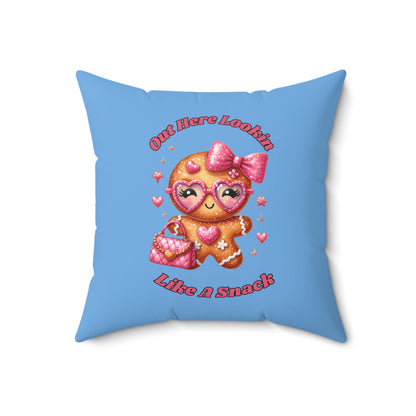 I Put Out For Santa-Spun Polyester Square Pillow (Lt Blue)