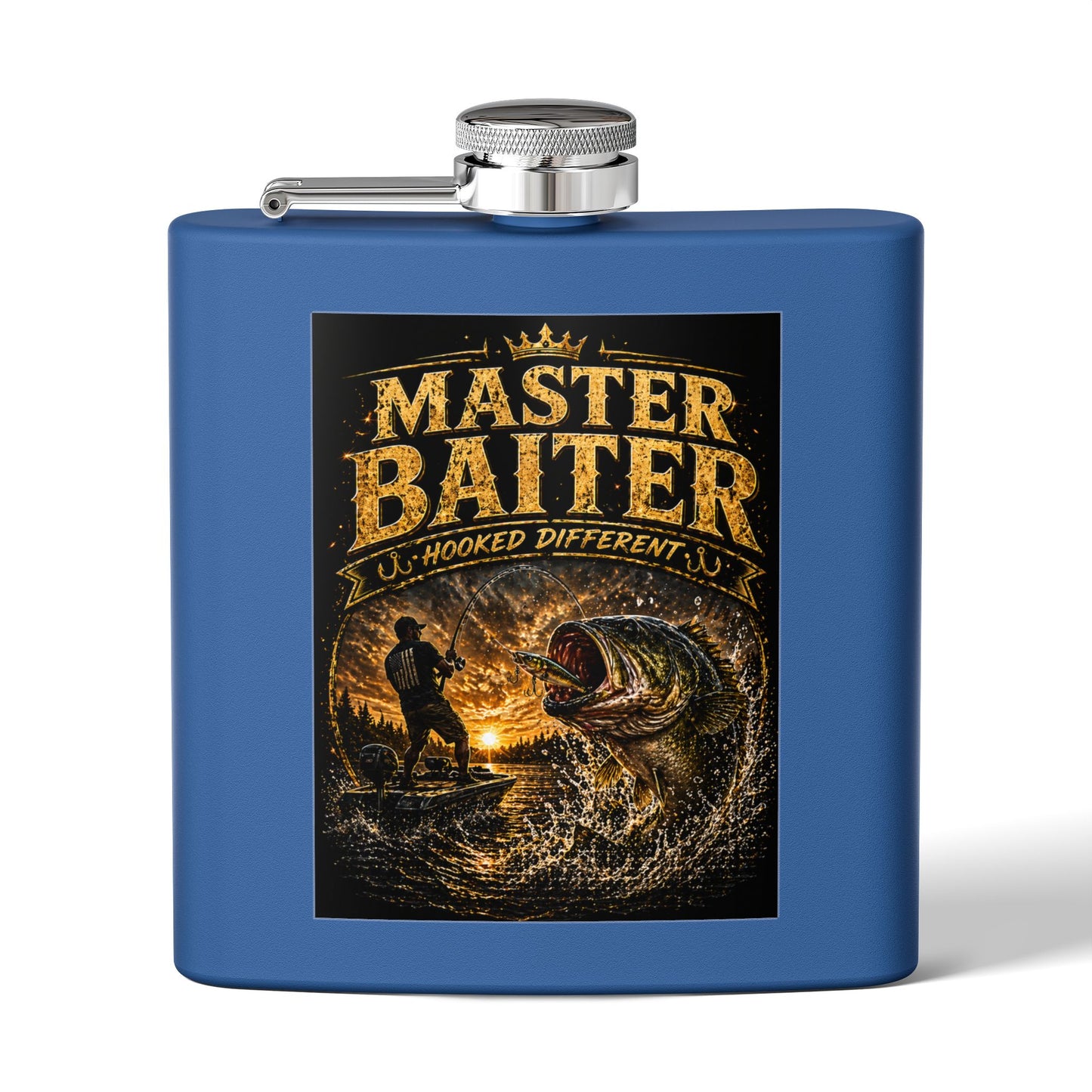 Master Baiter Fishing Stainless Steel Flask — 6oz Orange Hip Flask