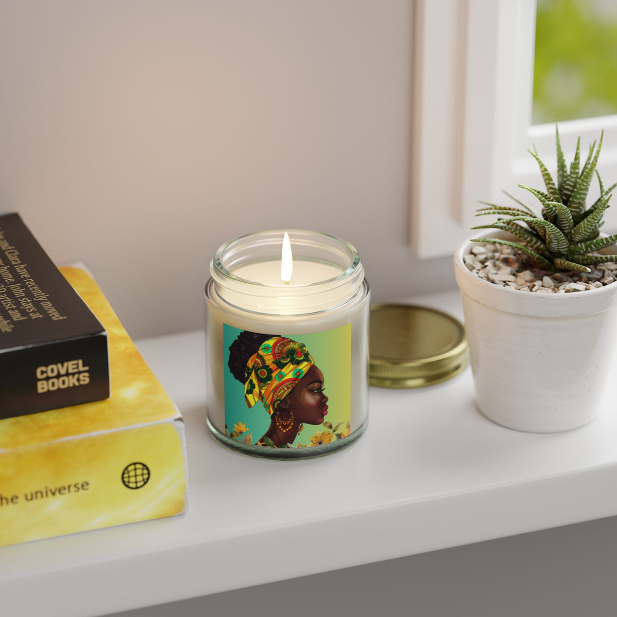 Yellow Flower-Scented Candles, Coconut Apricot Wax (4oz, 9oz)