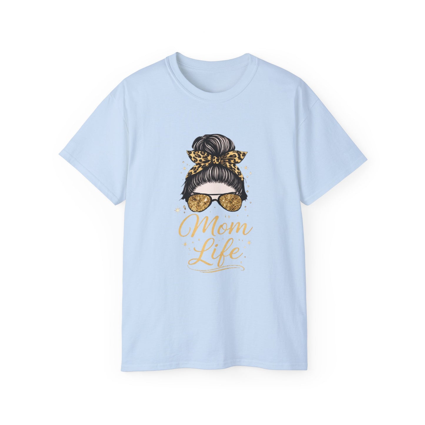 Mom Life Tee — Leopard Bun Graphic Cotton T‑Shirt