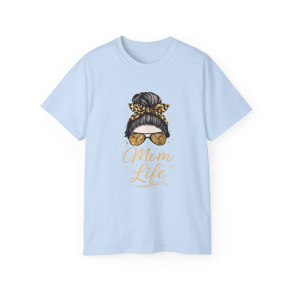 Mom Life Tee — Leopard Bun Graphic Cotton T‑Shirt