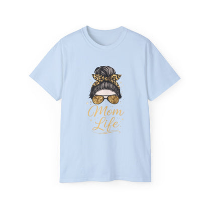 Mom Life Tee — Leopard Bun Graphic Cotton T‑Shirt