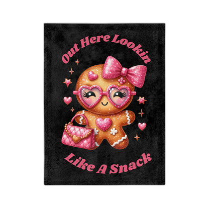 Lookin Like A Snack 1-Velveteen Microfiber Blanket (Black)