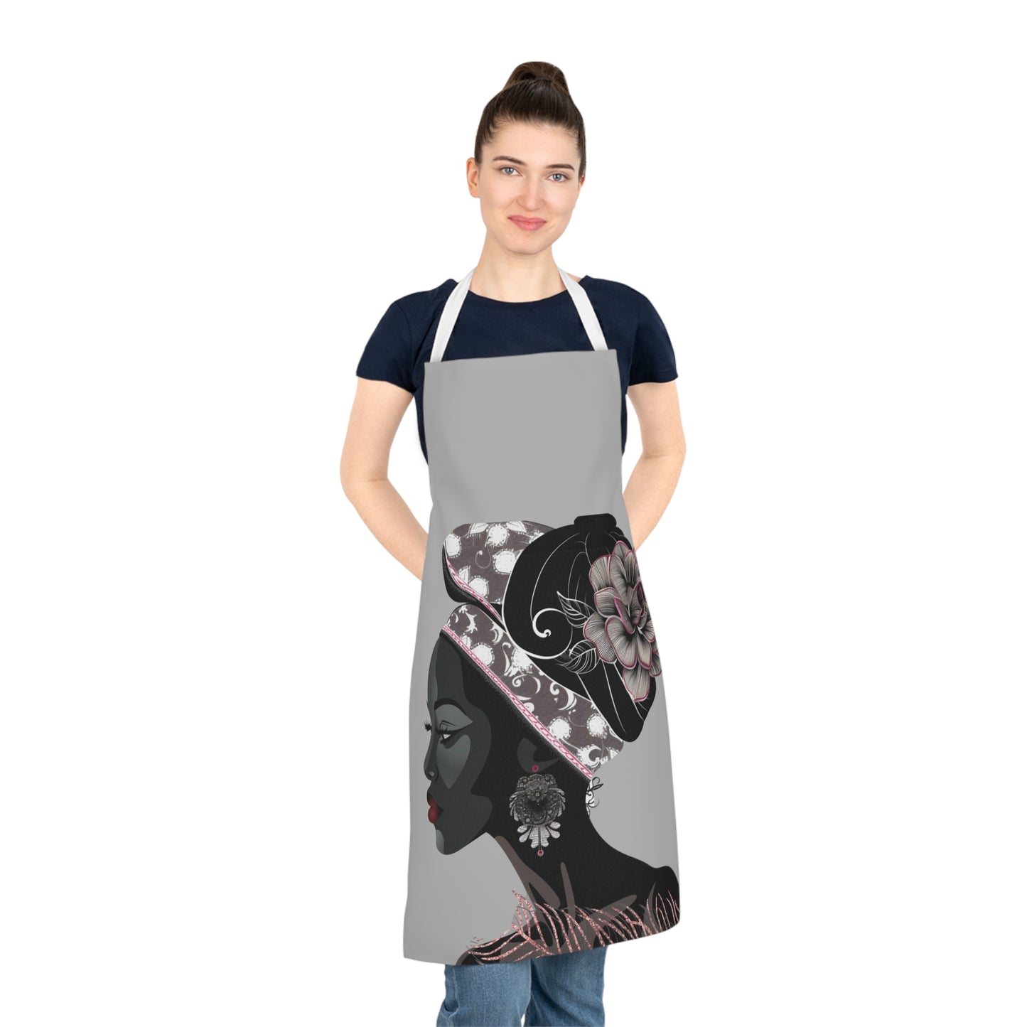 Feather Queen Apron with Floral Design - Perfect for Cooks and Bakers