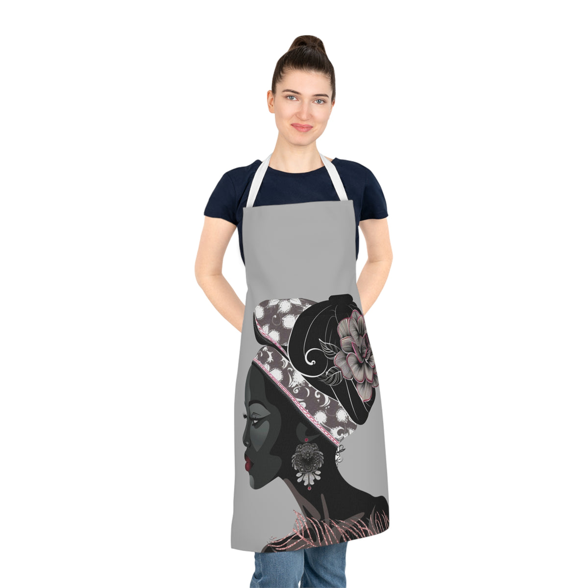 Feather Queen Apron with Floral Design - Perfect for Cooks and Bakers