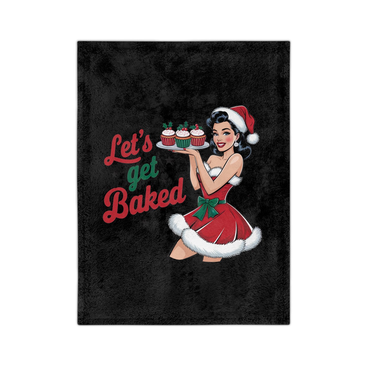 Let's Get Baked-Velveteen Microfiber Blanket (Black)