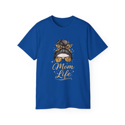 Mom Life Tee — Leopard Bun Graphic Cotton T‑Shirt