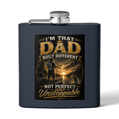 "I'm That Dad, Built Different" Stainless Steel Flask 6oz Gift for dad