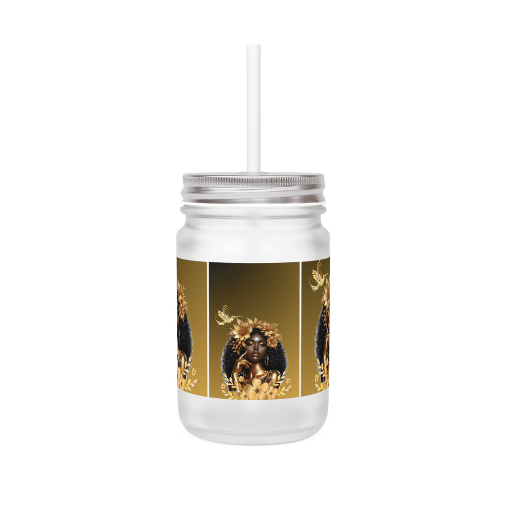 Queen Hummingbird Mason Jar with Straw