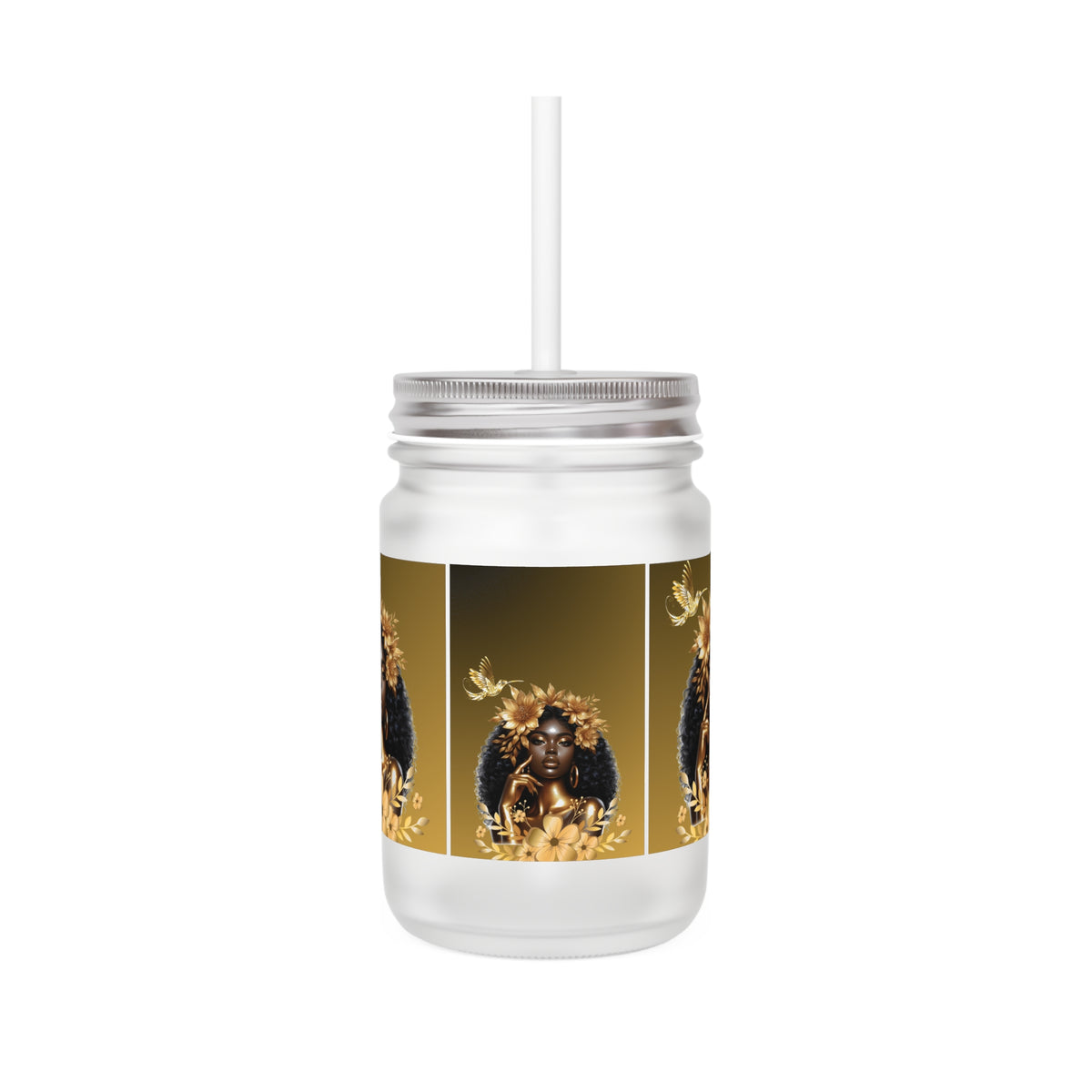 Queen Hummingbird Mason Jar with Straw