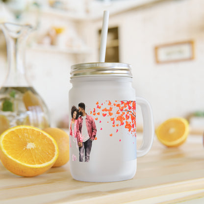 Love Stroll Mason Jar with Straw - Perfect Gift for Couples