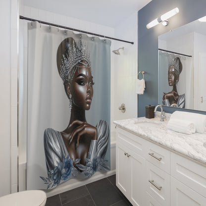 Silver Shower Curtain - African American Queen Design