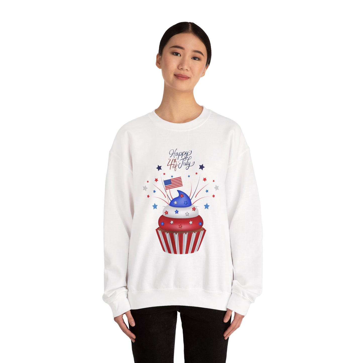 4th of July Patriotic Cupcake Crewneck Sweatshirt