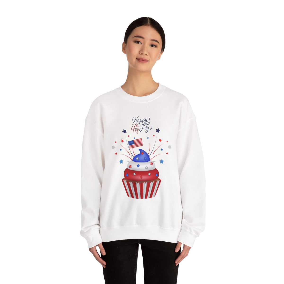 4th of July Patriotic Cupcake Crewneck Sweatshirt