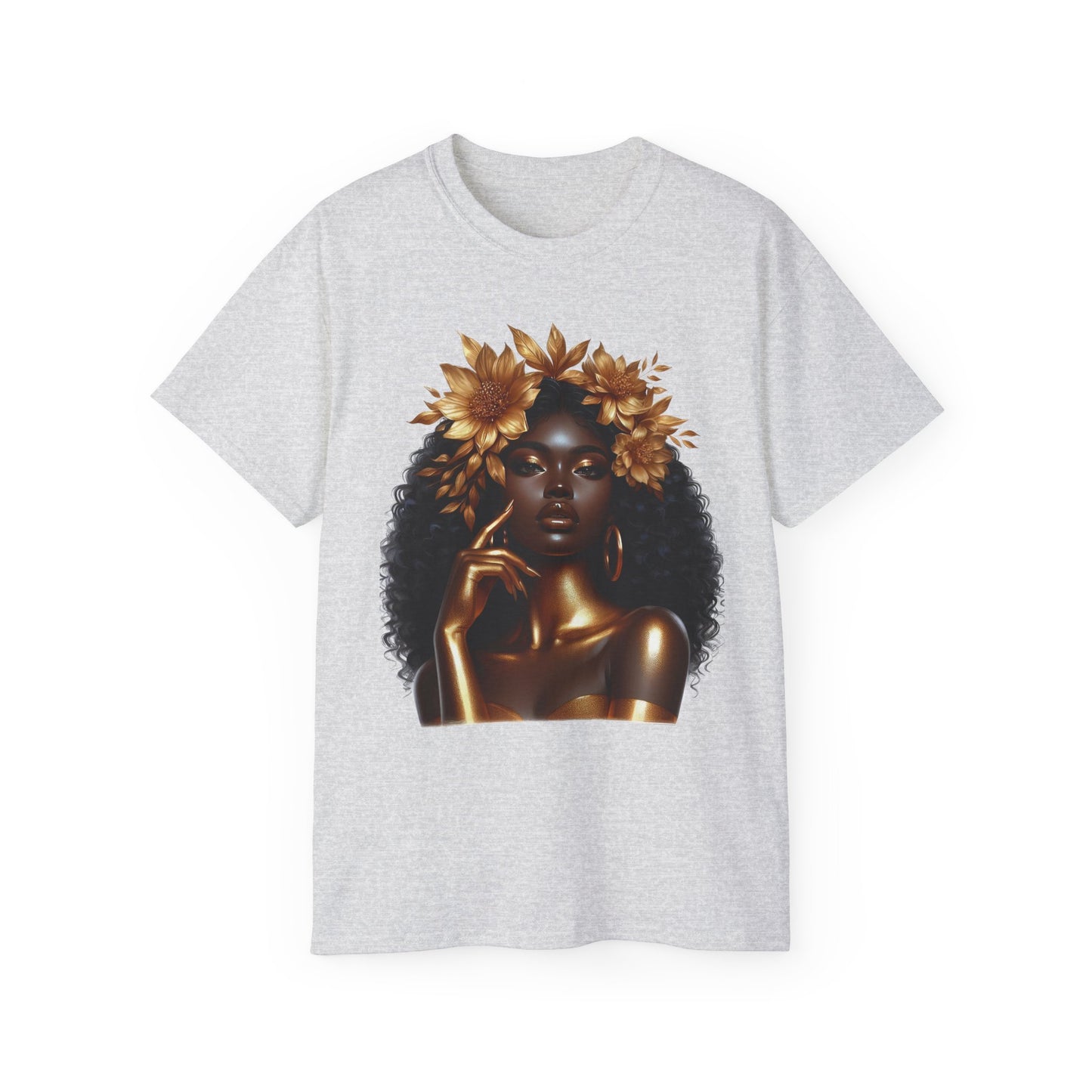 Queen Hummingbird Unisex Ultra Cotton Tee - Black Queen with Floral Design