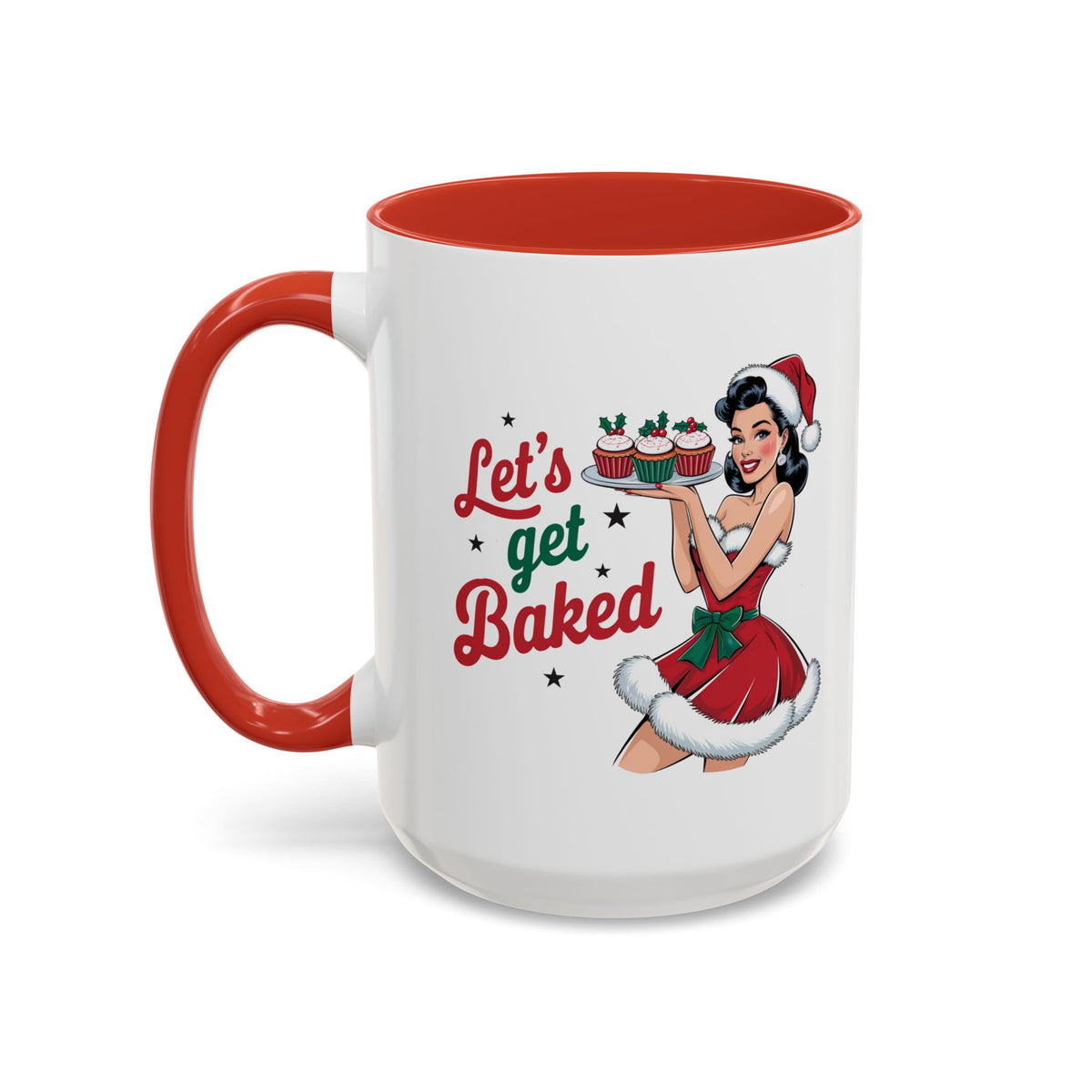 Let's Get Baked-Accent Coffee Mug (11, 15oz) (Red)