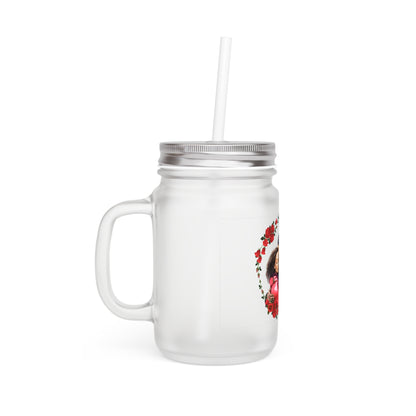 Romantic Floral Mason Jar with Straw - Perfect for Couples and Special Occasions