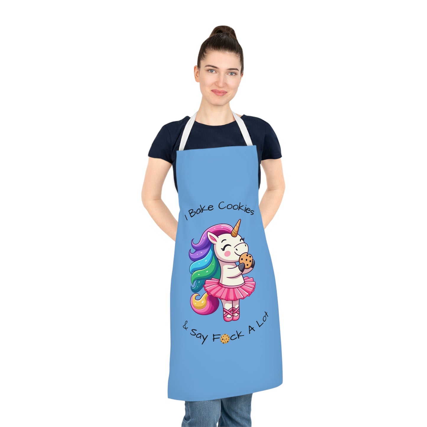 Bake Cookies Say Fck A Lot-Adult Apron (AOP) (Lt Blue)