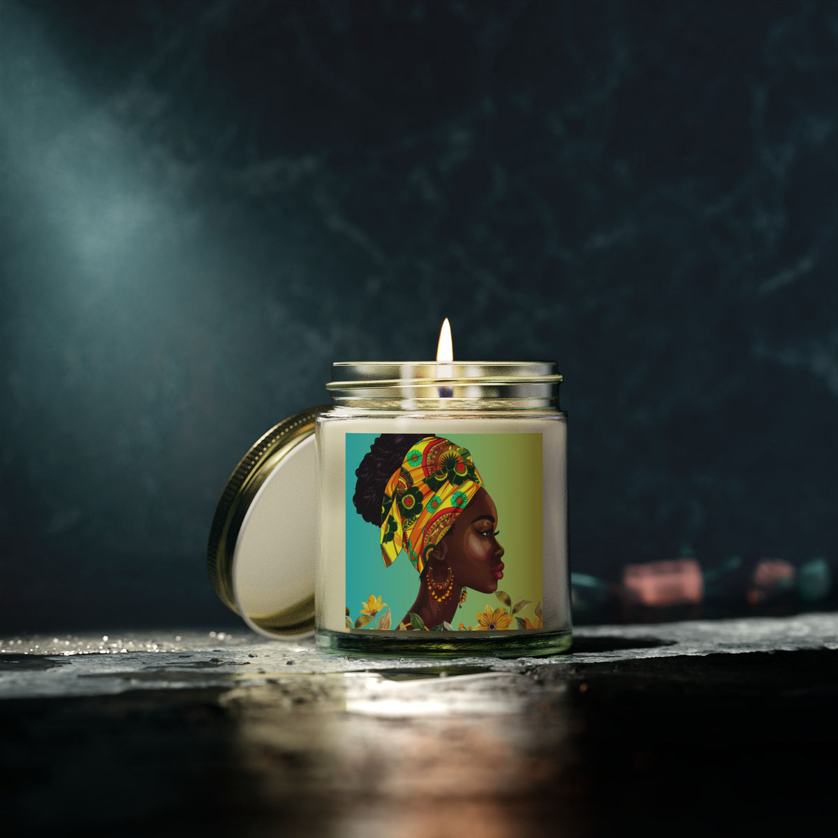 Yellow Flower-Scented Candles, Coconut Apricot Wax (4oz, 9oz)