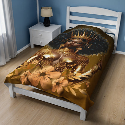 Golden Goddess-Velveteen Plush Blanket