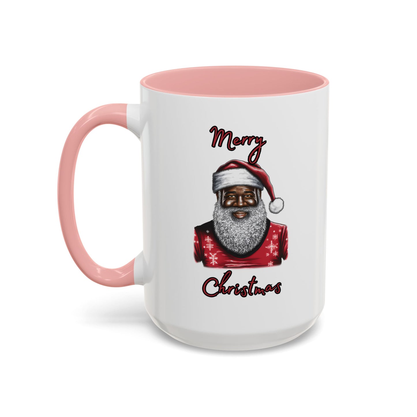 Black Santa-Accent Coffee Mug (11, 15oz) (Red)