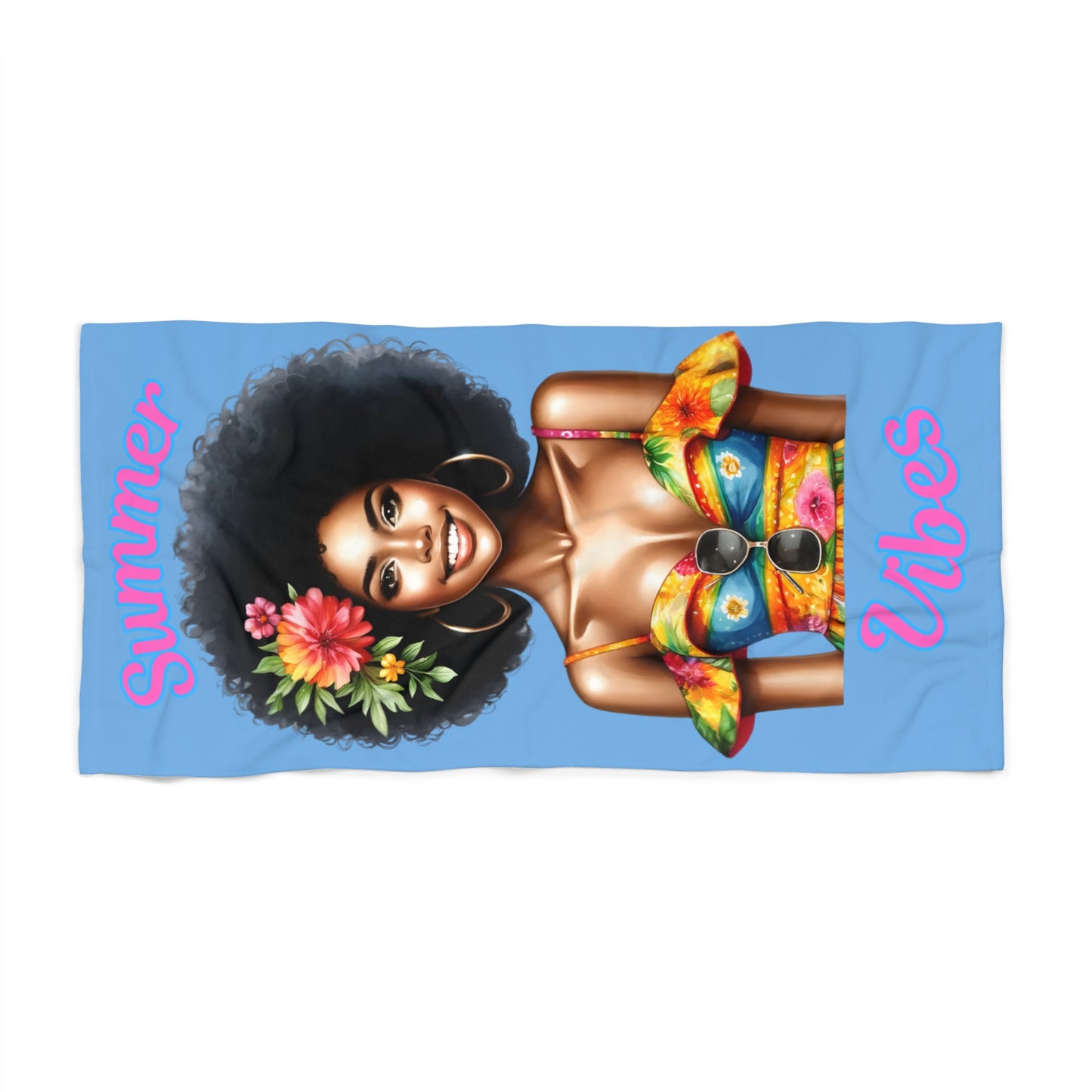 Vibrant Summer Beach Towel 4-Lt Blue