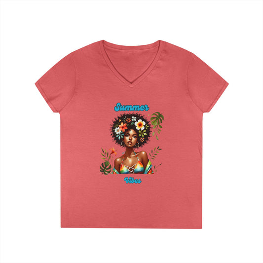 Summer Vibes Floral V-Neck T-Shirt